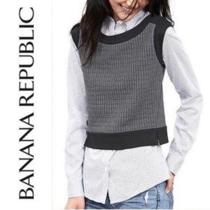 Banana republic quilted vest top Small white and black